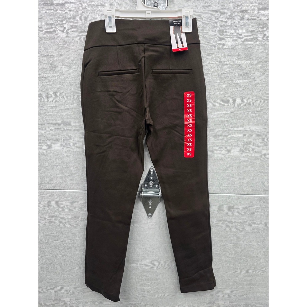 Express Womens Ponte Pant XS Brown High Waist Slim Leg Ankle Trousers New
